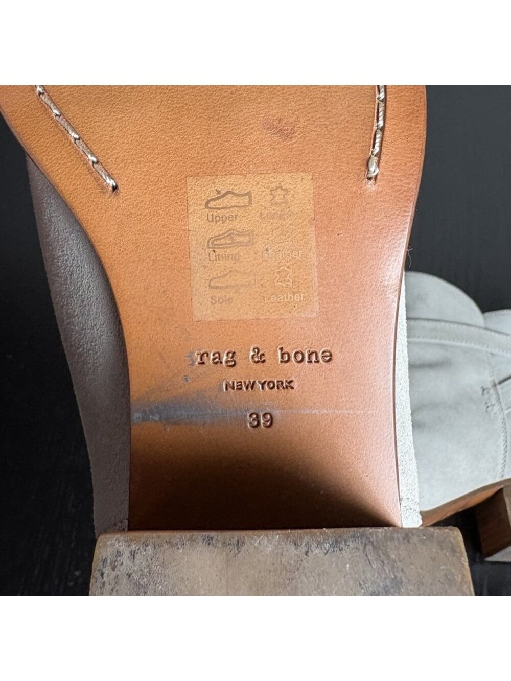 RAG & BONE Womens Size 39 Walker Suede Buckle Booties Light Gray Heeled Boots - Picture 12 of 12